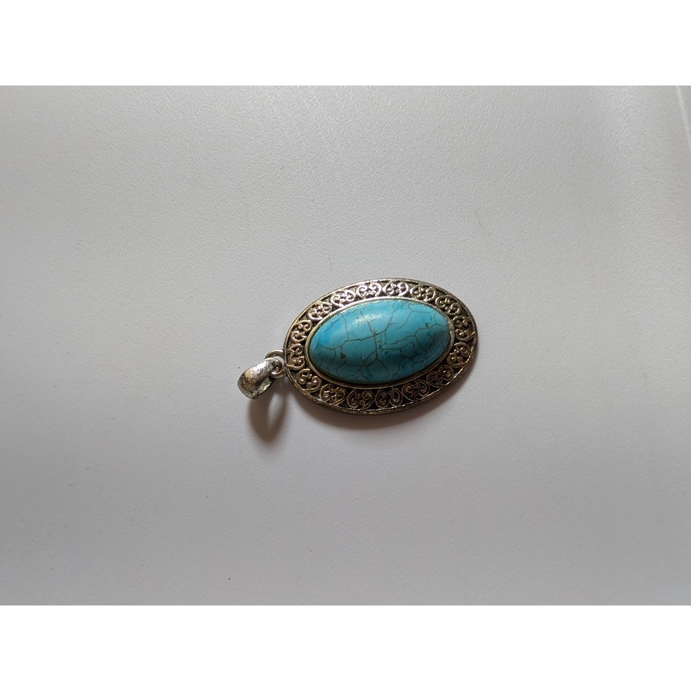 Vintage Handmade Native Yakama Nation Turquoise And Silver Plated Pendant Yakima